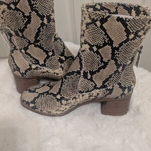 Kelsi Dagger Snake Print Heeled Boots